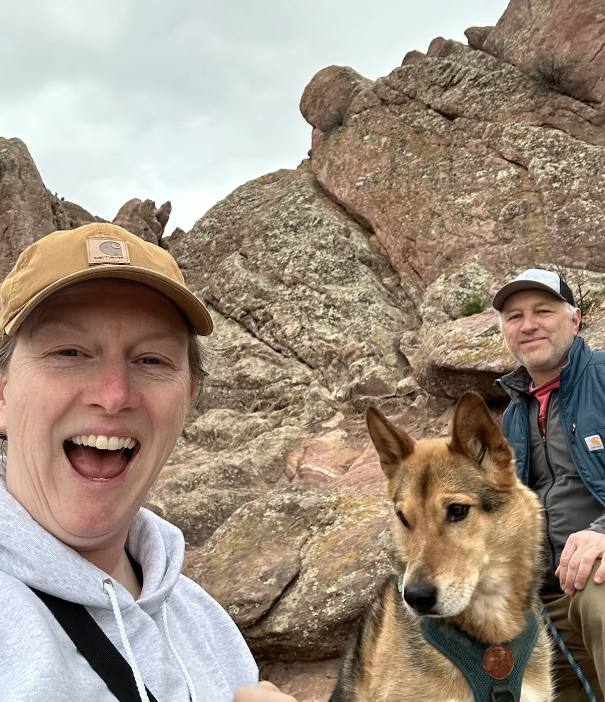 Karl, Rebecca, and Charlie hiking